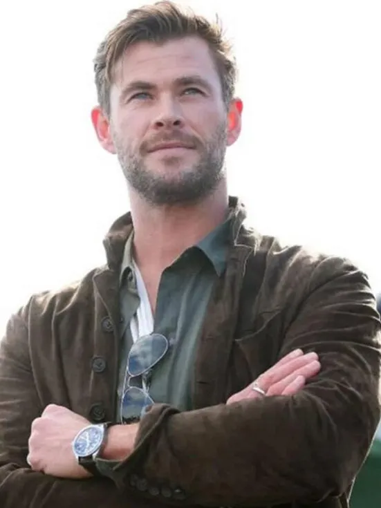 Extraction 2 Chris Hemsworth Tyler Rake Brown Suede Leather Jacket