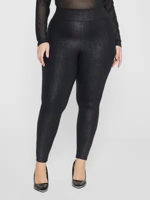 Fashion To Figure - Jianna Snakeskin Texture Coated Ponte Knit Leggings