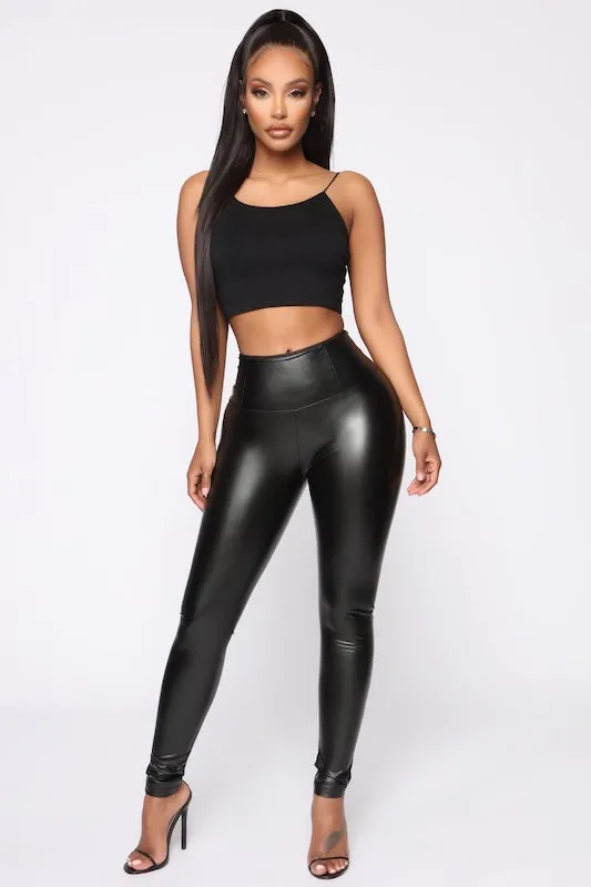 Faux Leather High Waisted Leggings