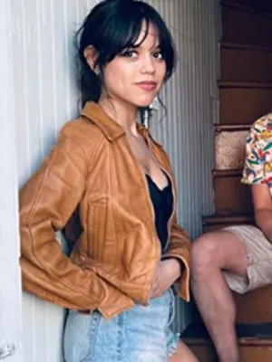 Finestkind 2023 Jenna Ortega Nicky Brown Leather Jacket