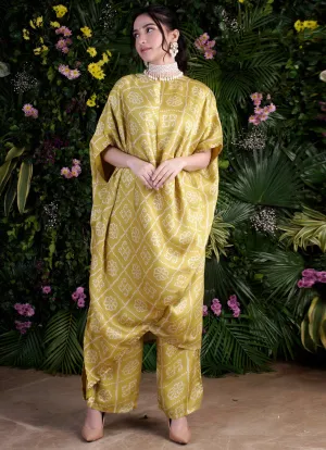 Fiza Lime Bandhani Flared Pants