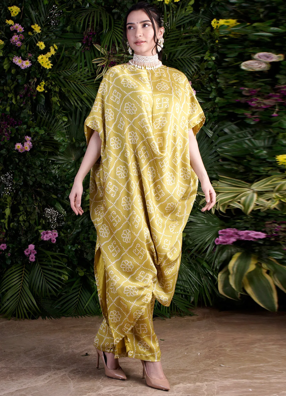 Fiza Lime Bandhani Flared Pants