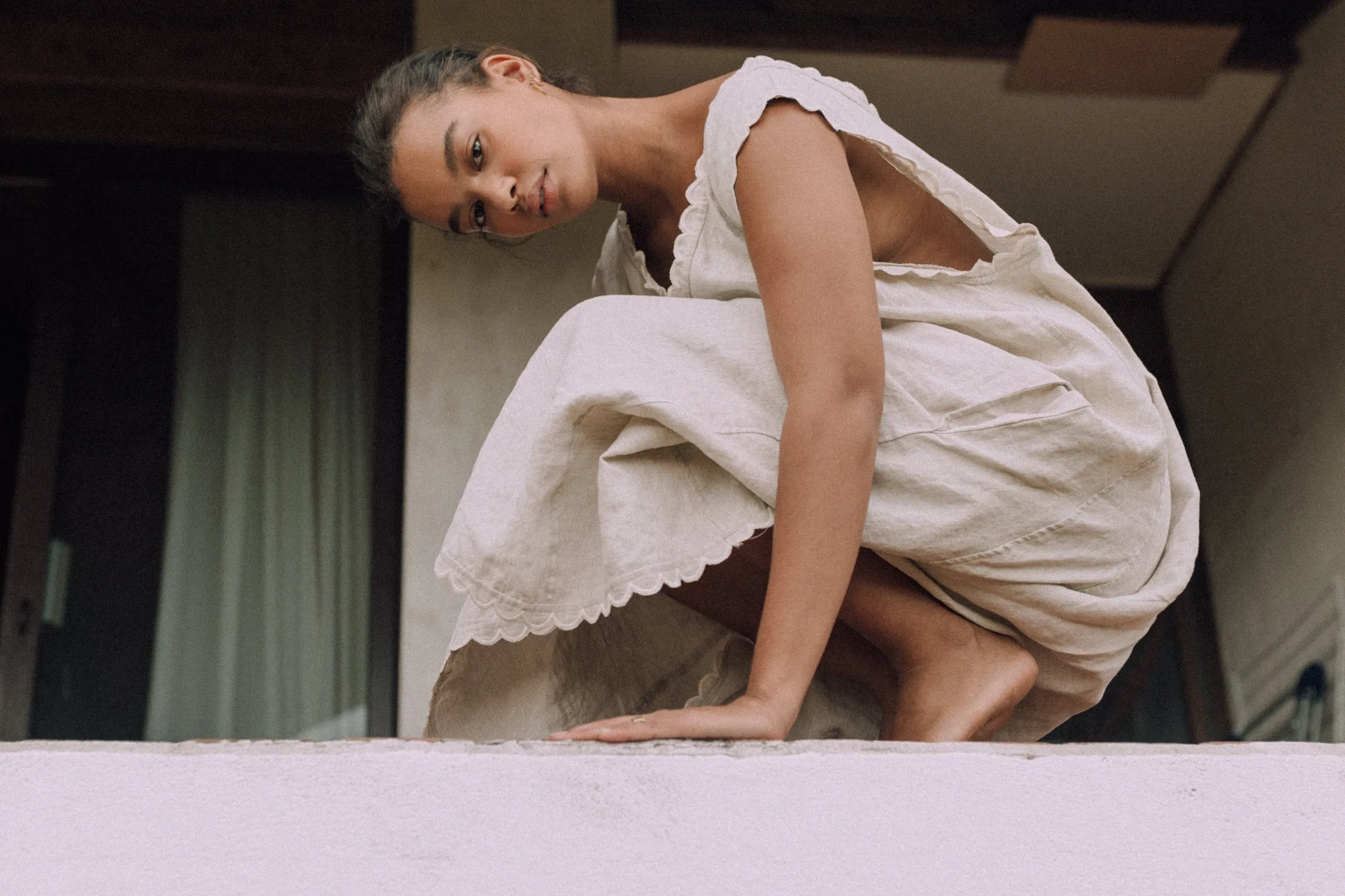 French Heritage Slip. Natural Linen
