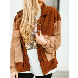 Fuzzy Color Block Jacket