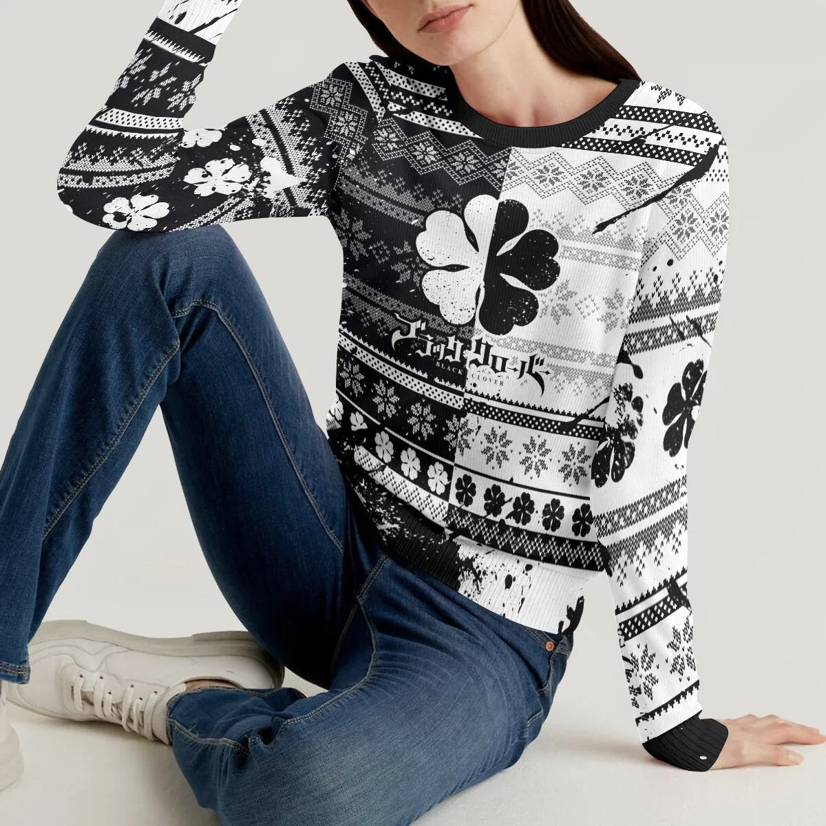 Giftngon - Five-Leaf Clover Unisex Wool Sweater