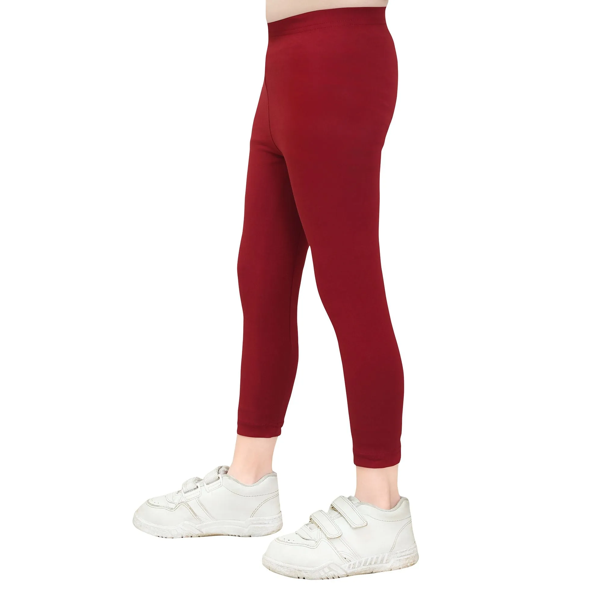 Girls Maroon Ankle Length Legging