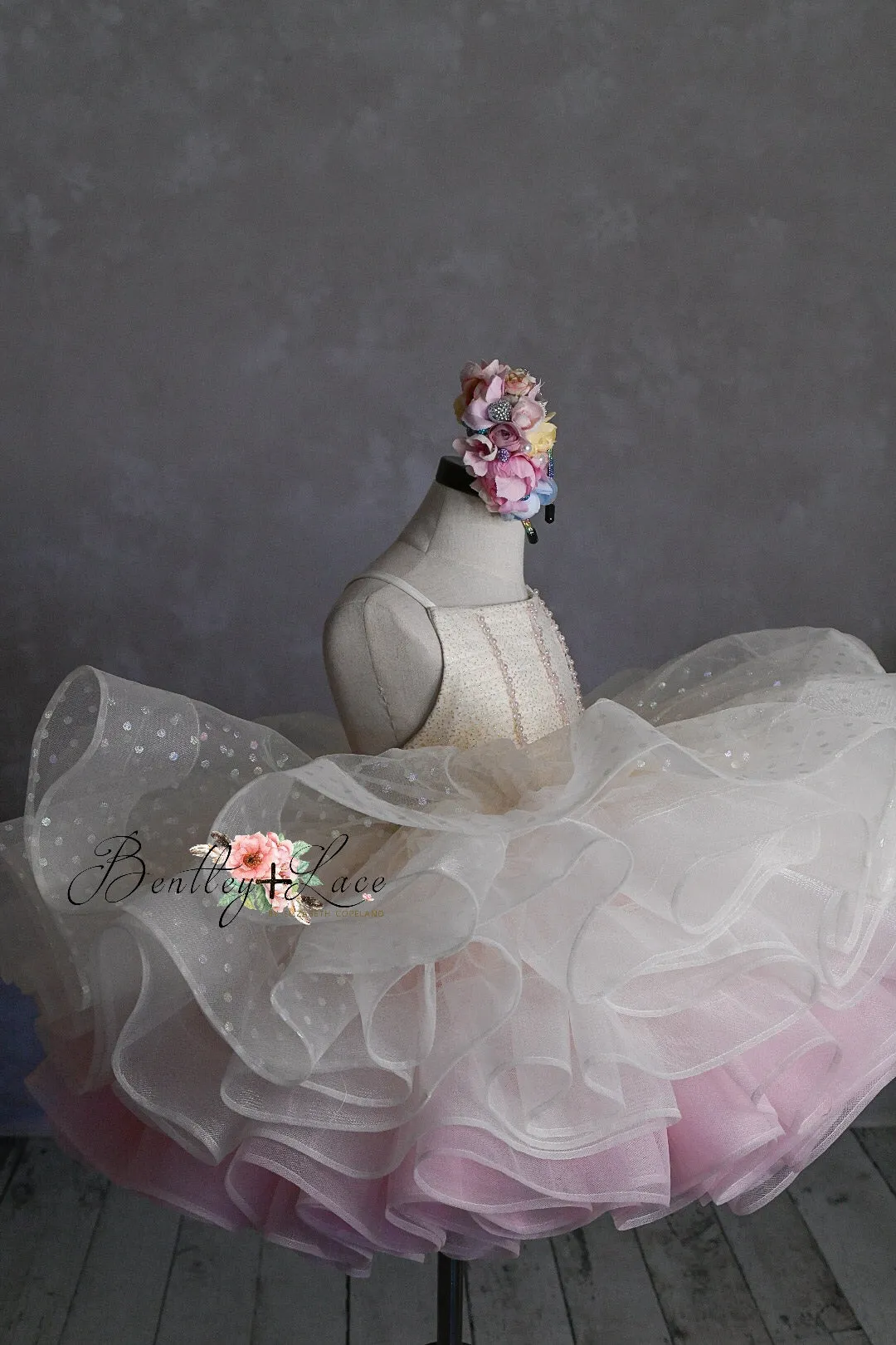 Glitter Champagne Confetti - Petal  Length Dress (3 Year-Petite 5 Year)