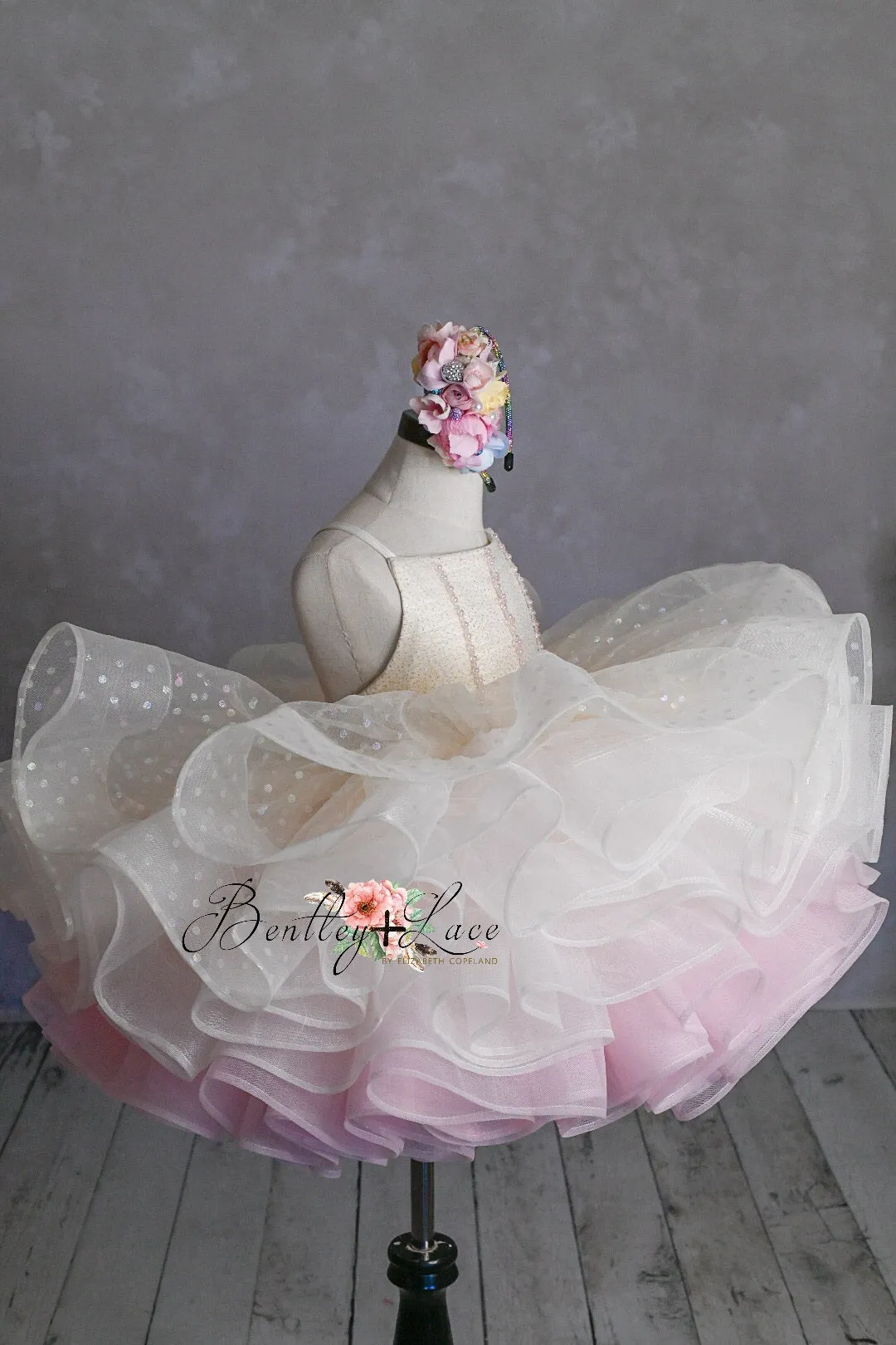 Glitter Champagne Confetti - Petal  Length Dress (3 Year-Petite 5 Year)