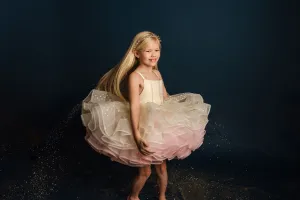 Glitter Champagne Confetti - Petal  Length Dress (3 Year-Petite 5 Year)