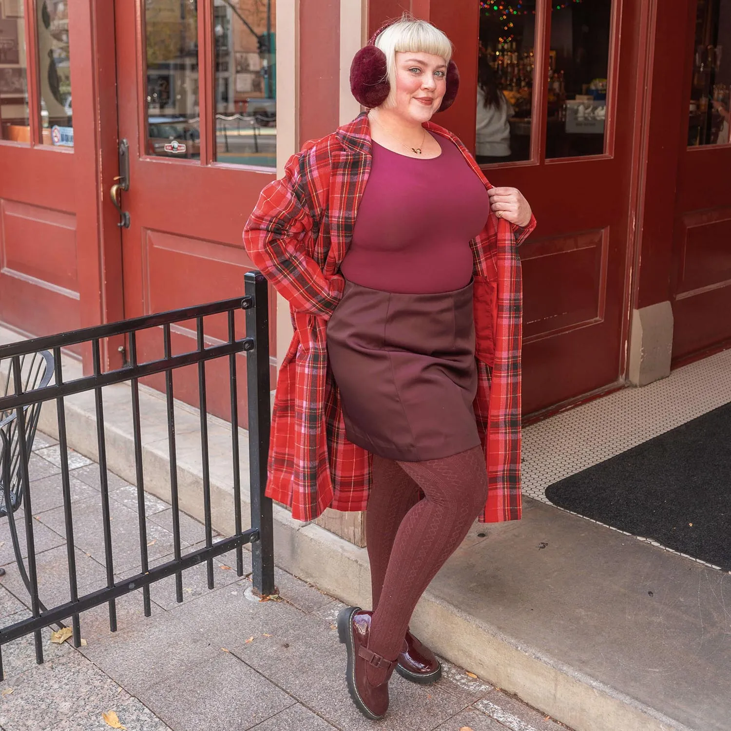 Grannies Cable Knit Wool Tights V2 - Roast