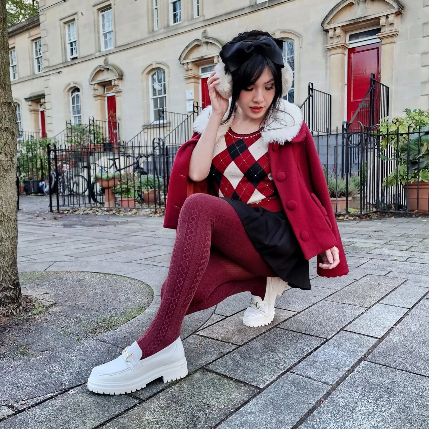 Grannies Cable Knit Wool Tights V2 - Roast