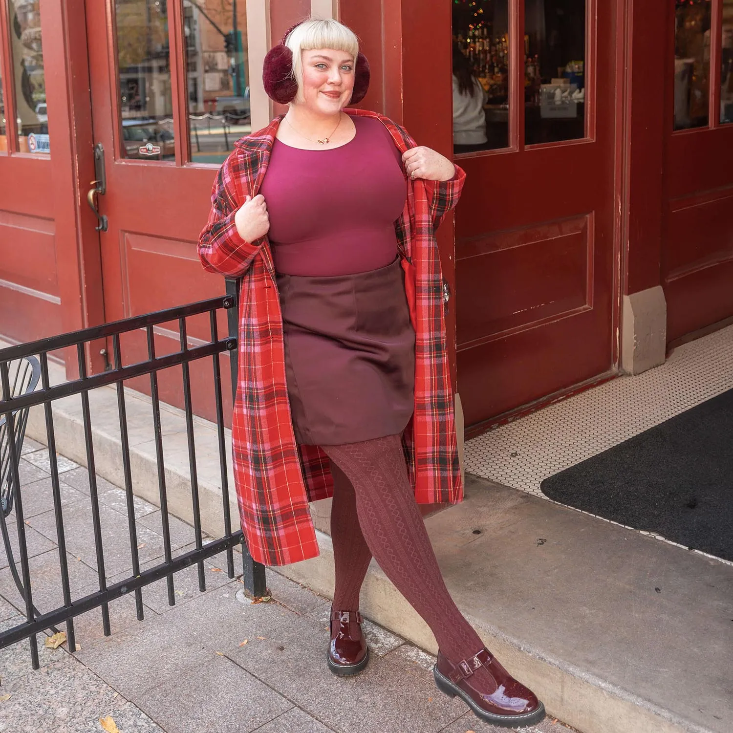 Grannies Cable Knit Wool Tights V2 - Roast