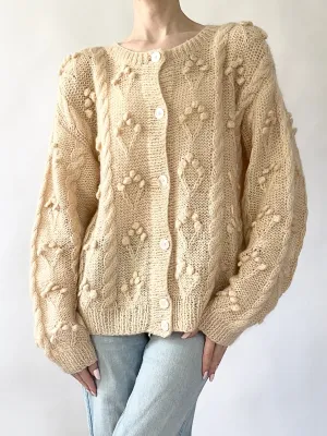 Hand Knit Mohair Pom Pom Sweater (M)