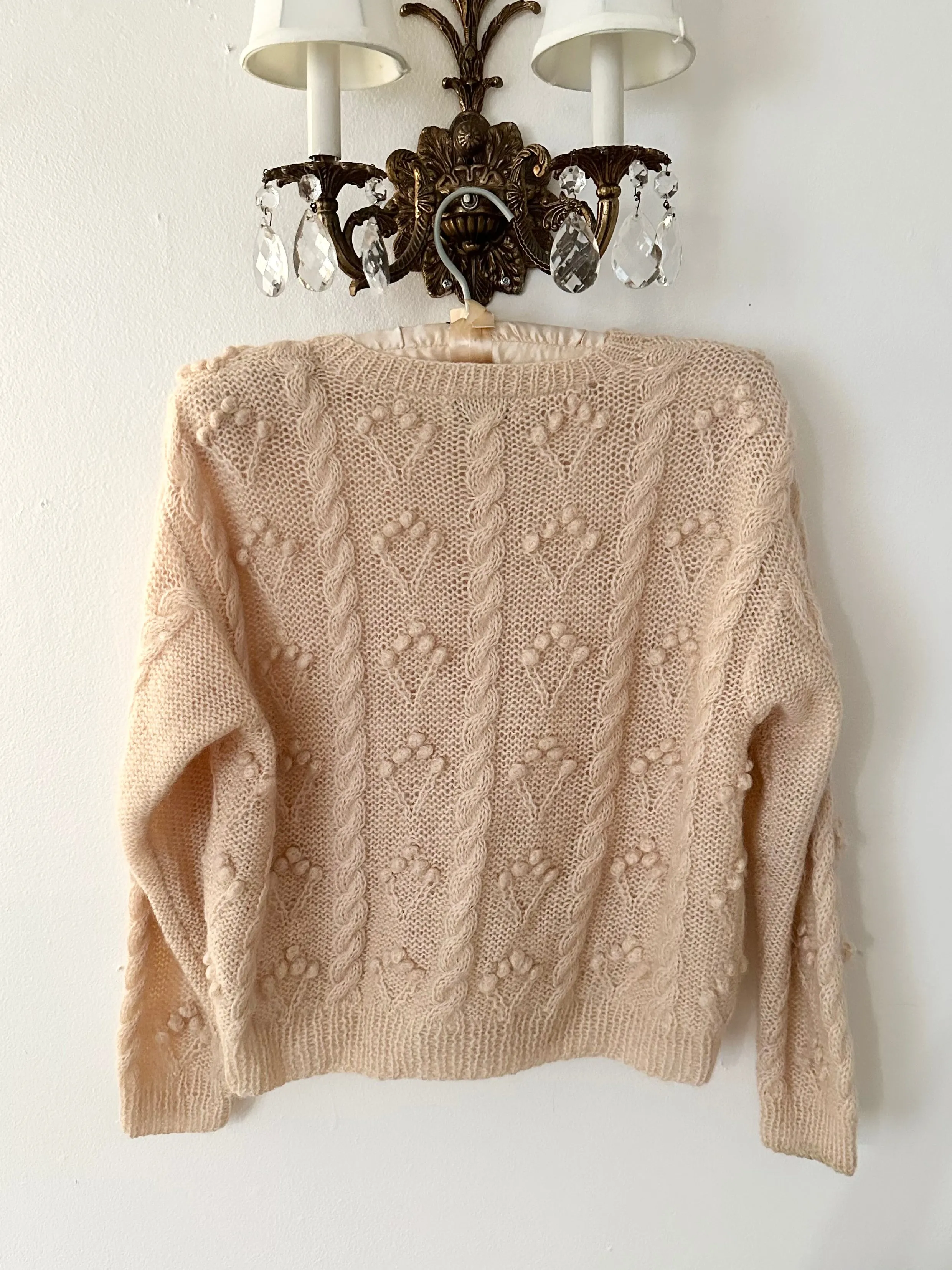 Hand Knit Mohair Pom Pom Sweater (M)