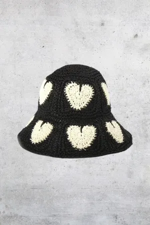 Heart Felt Crochet Hat Black