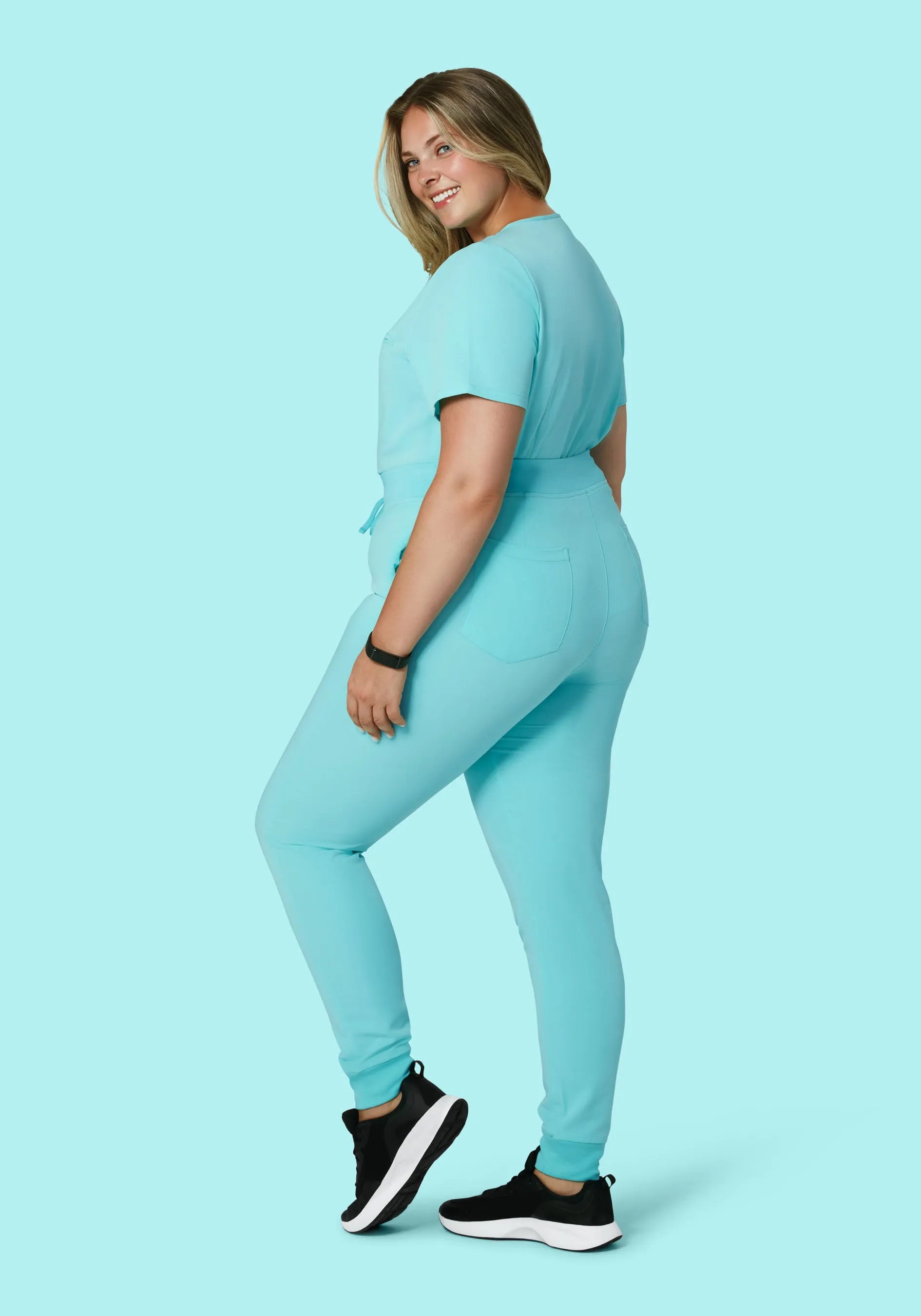 High Waisted Joggers Aqua