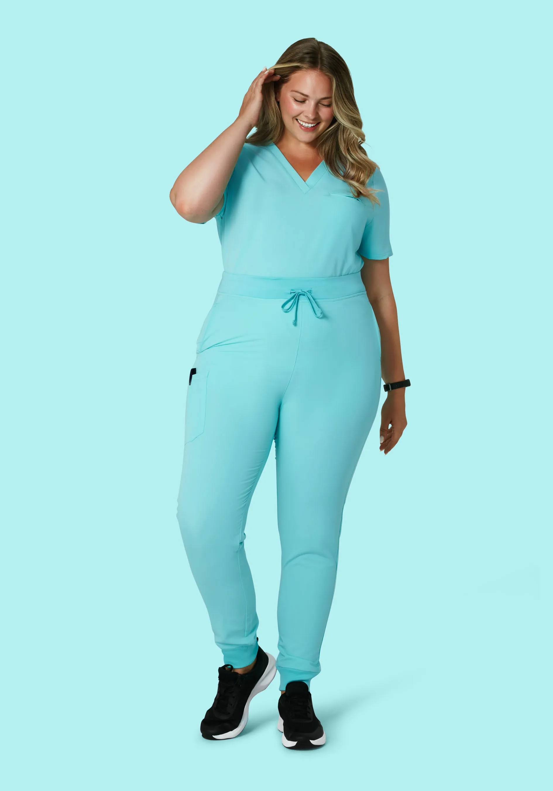 High Waisted Joggers Aqua