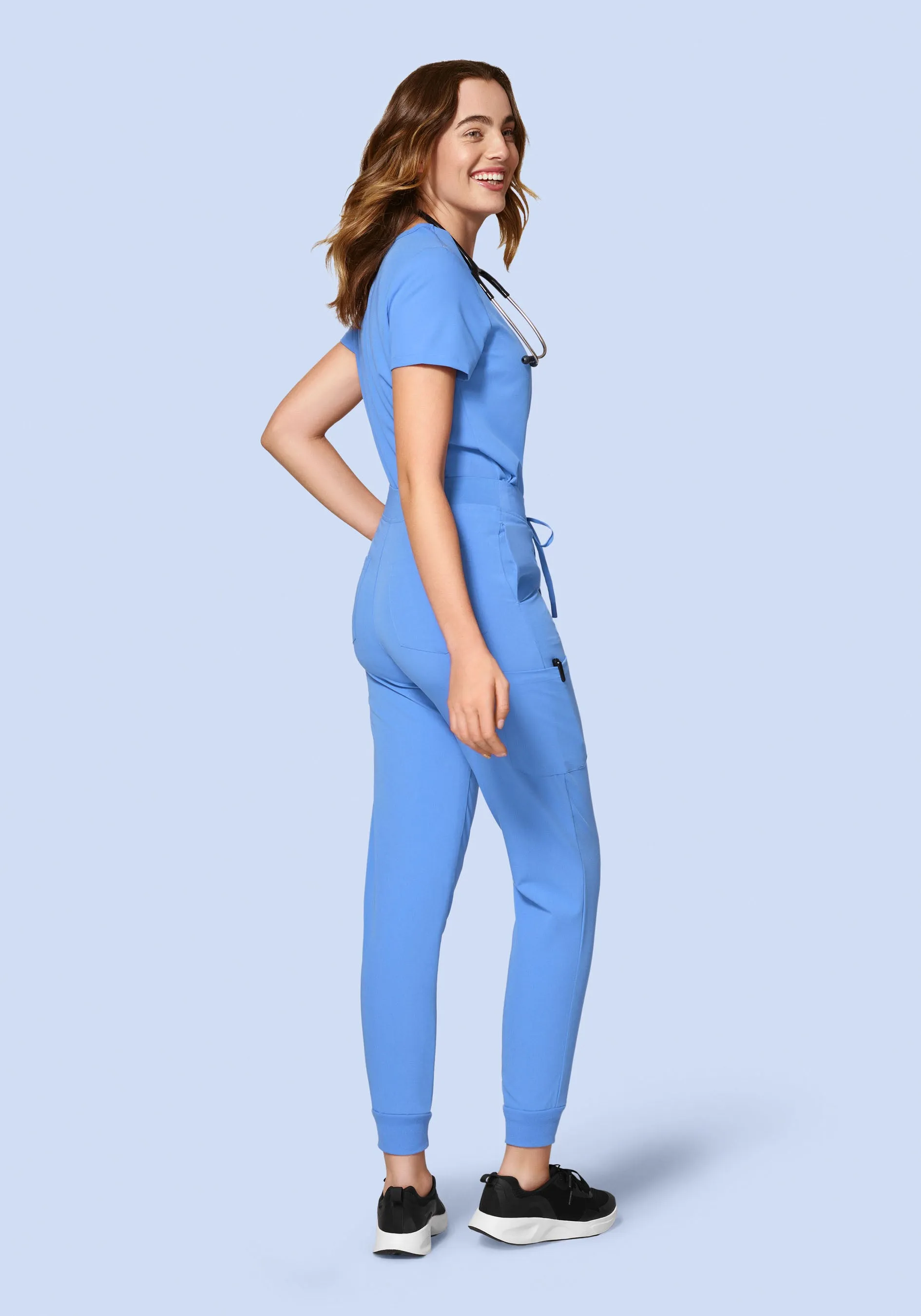 High Waisted Joggers Ceil Blue