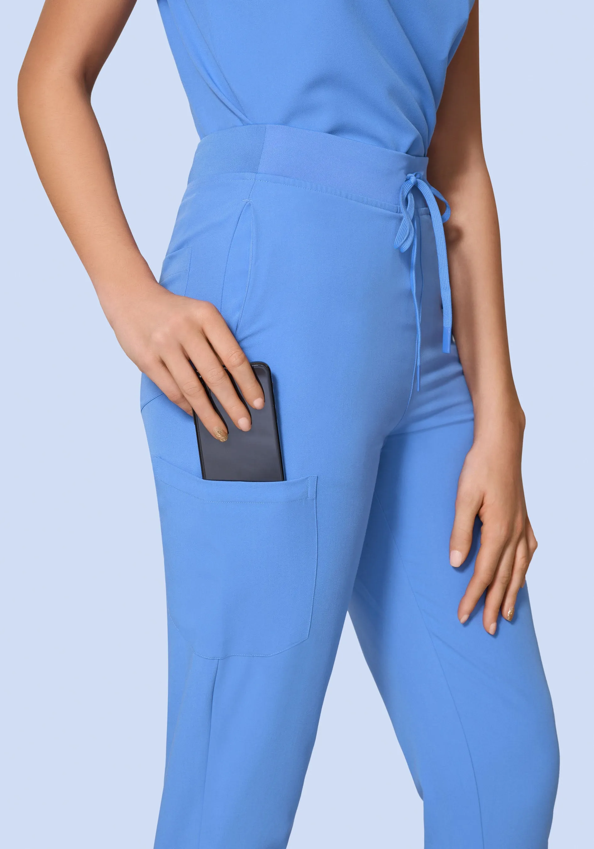 High Waisted Joggers Ceil Blue
