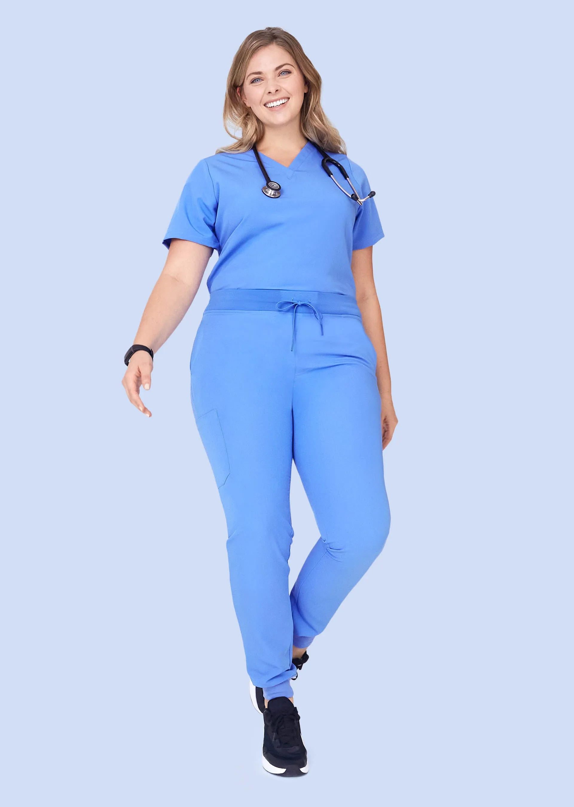 High Waisted Joggers Ceil Blue