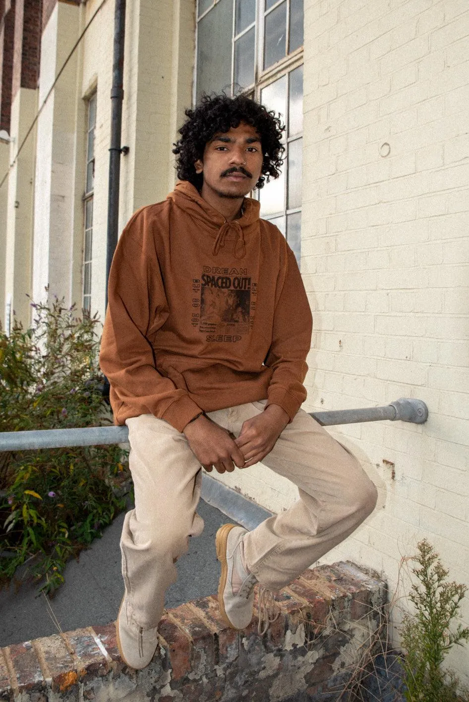 Hoodie in Caramel Toffee With Spaced Out! Print