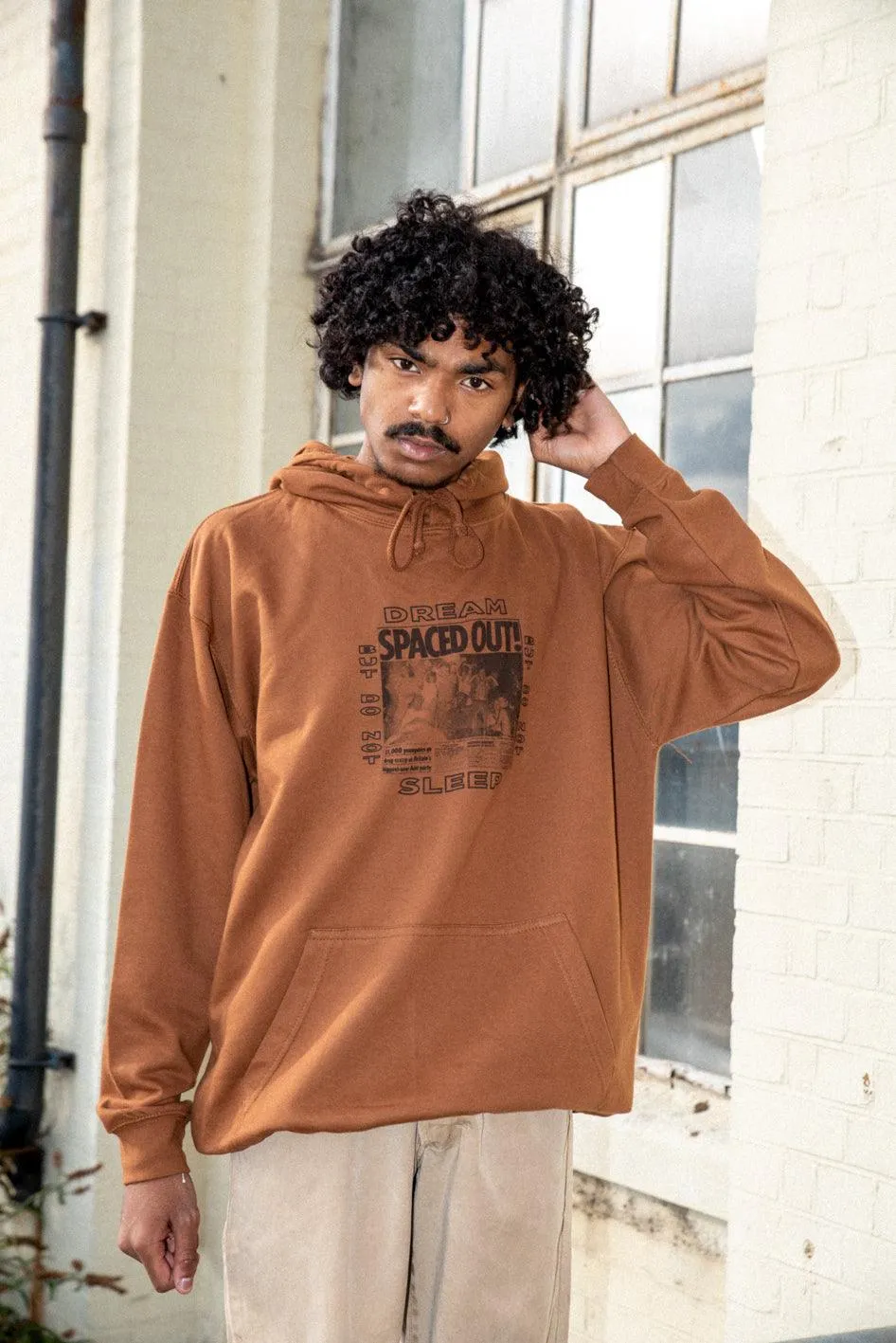 Hoodie in Caramel Toffee With Spaced Out! Print