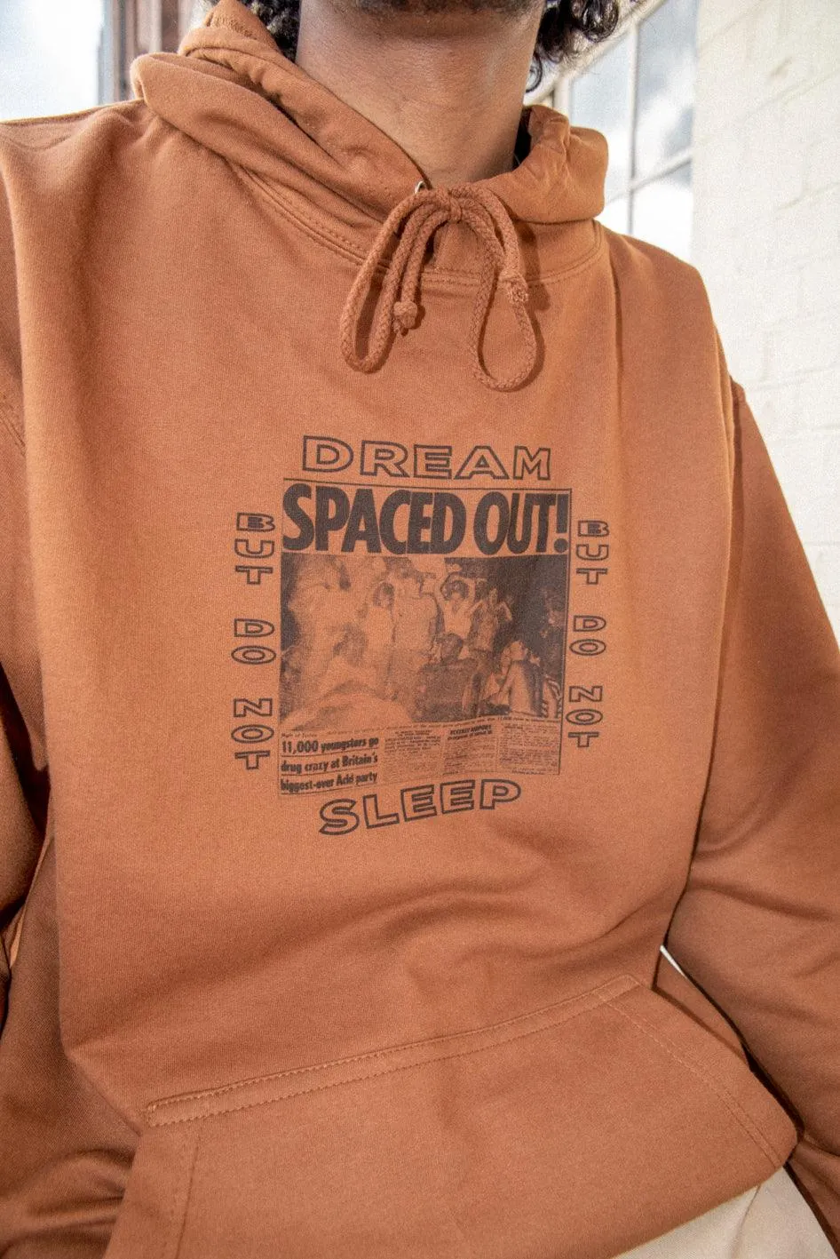 Hoodie in Caramel Toffee With Spaced Out! Print