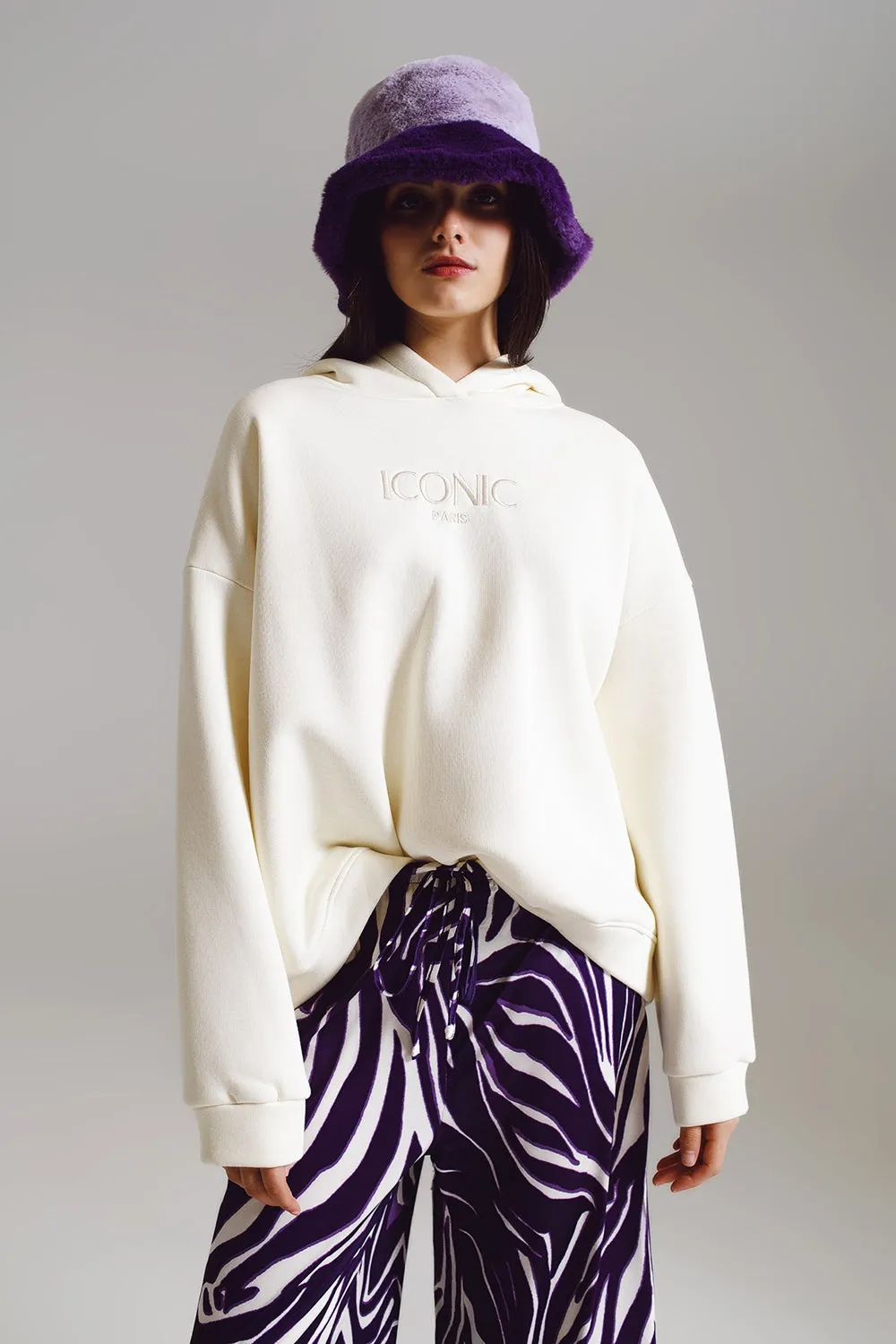Iconic oversized hoodie in white
