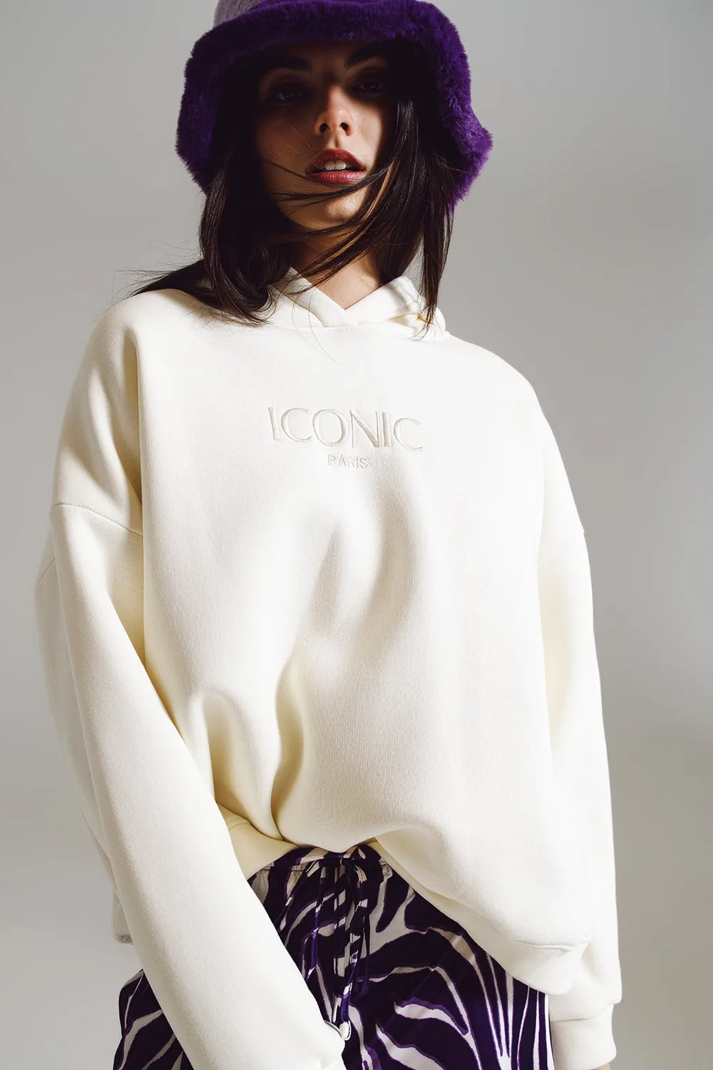 Iconic oversized hoodie in white