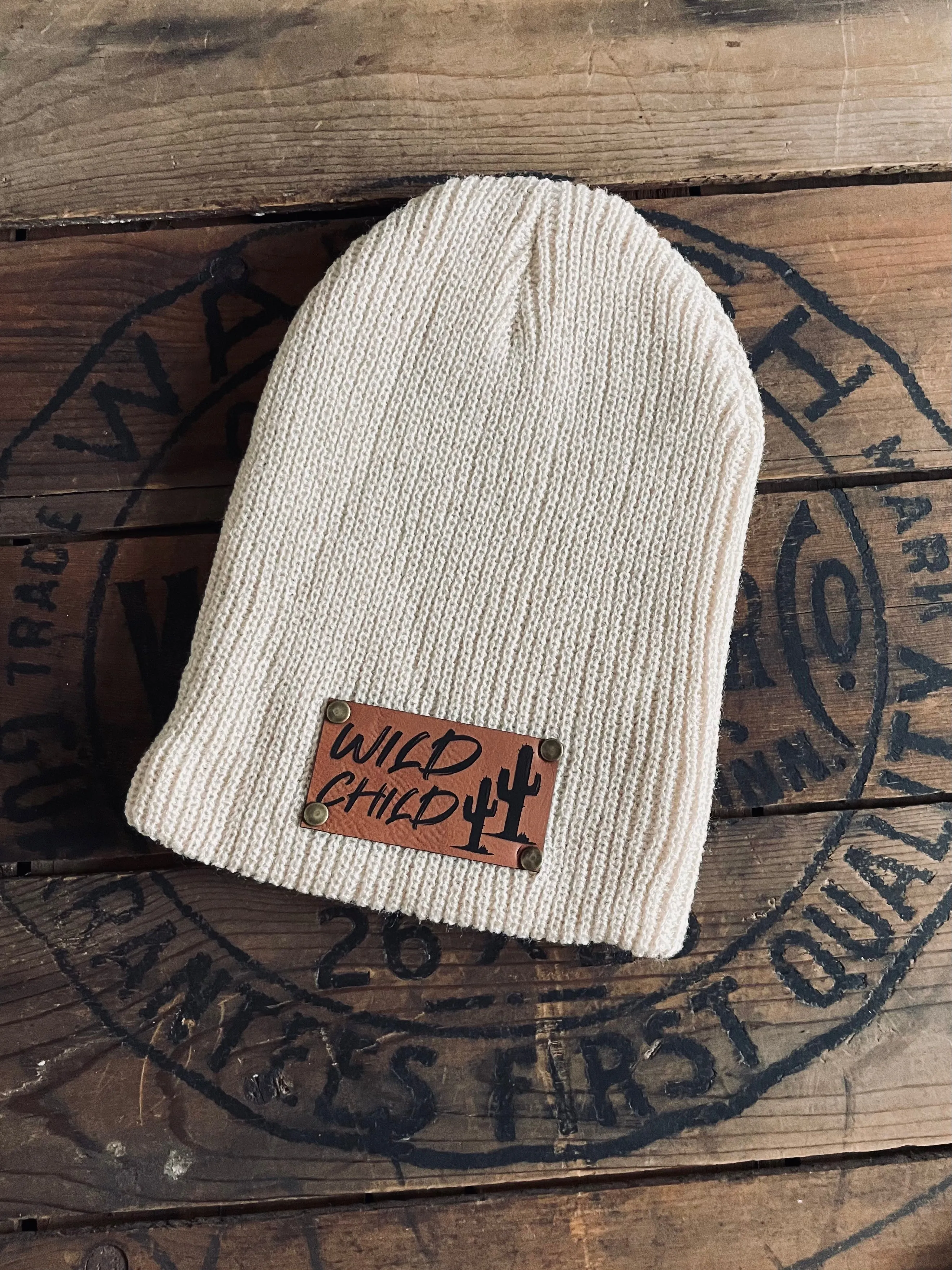 Infant Baby Knit Beanie “Wild Child”- newborn to toddler Western Winter Hat