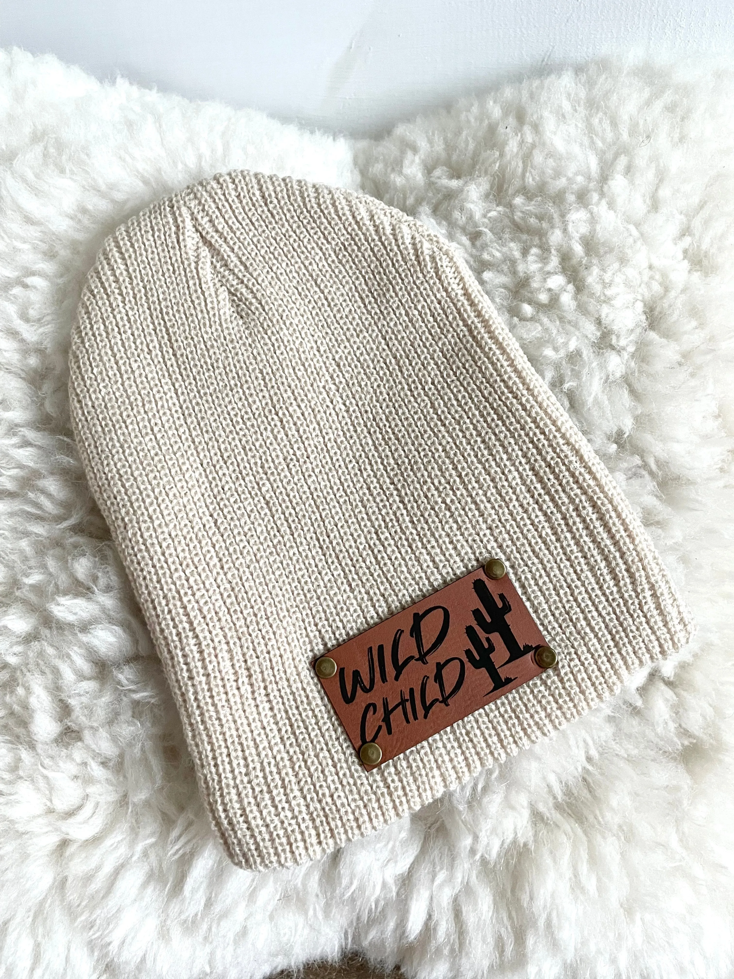 Infant Baby Knit Beanie “Wild Child”- newborn to toddler Western Winter Hat