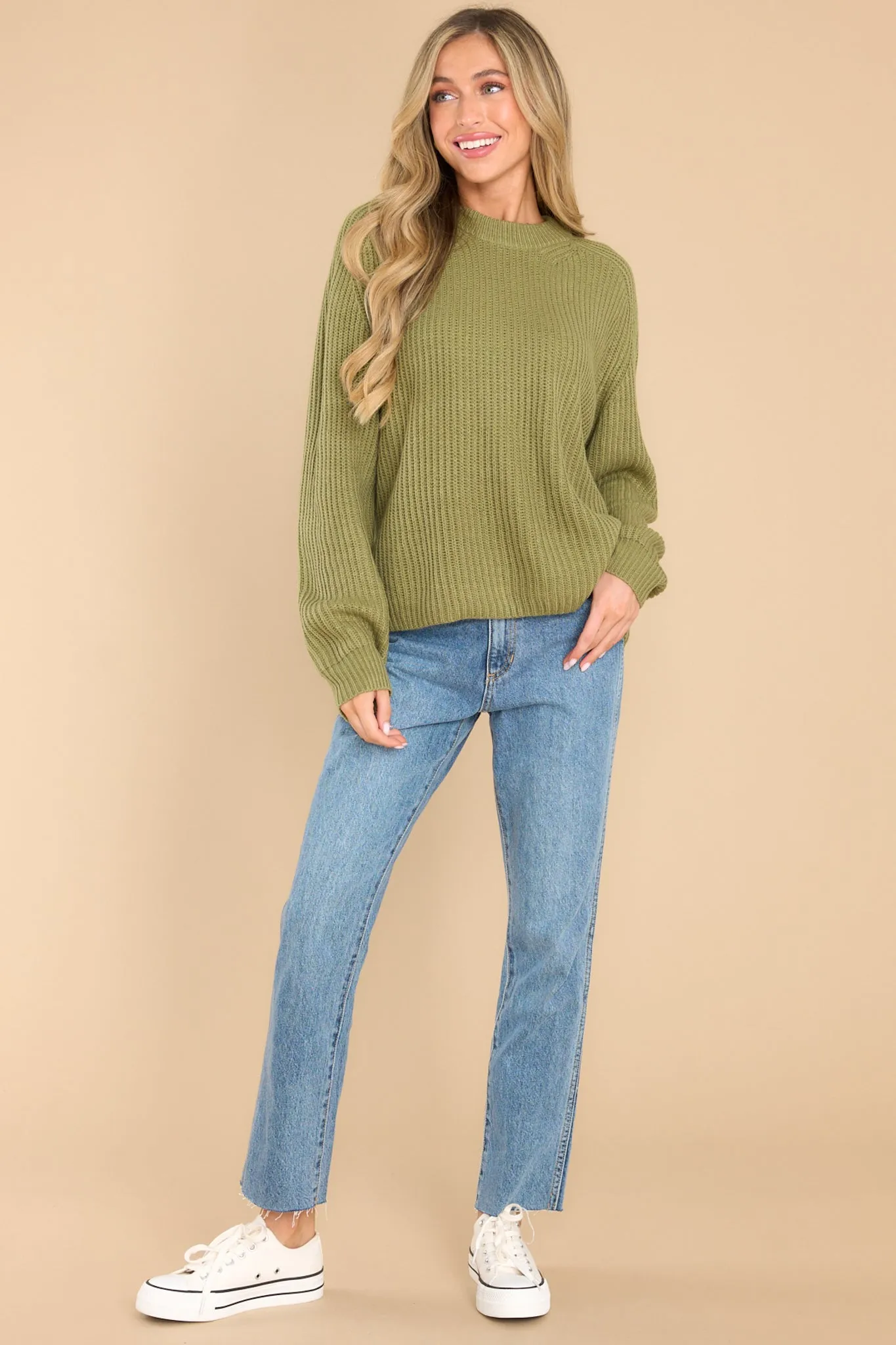 Just A Thought Light Olive Sweater