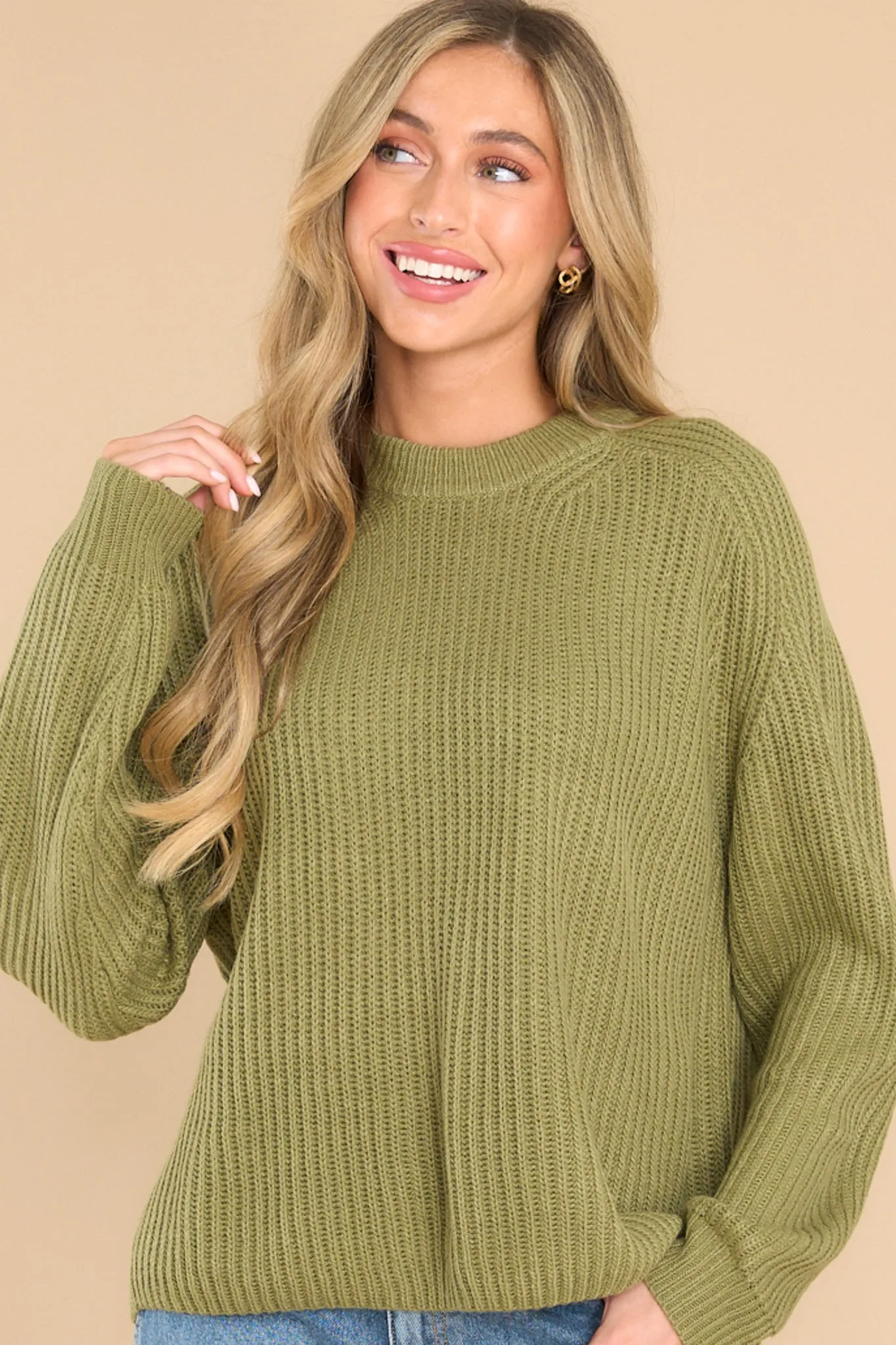 Just A Thought Light Olive Sweater