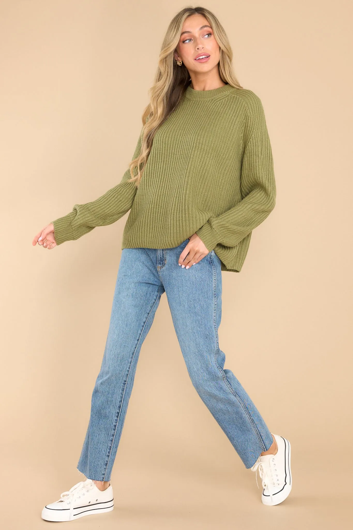 Just A Thought Light Olive Sweater