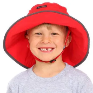 Kids Adjustable Sun Hat, in sizes infant to 8 years, solid red UPF50 