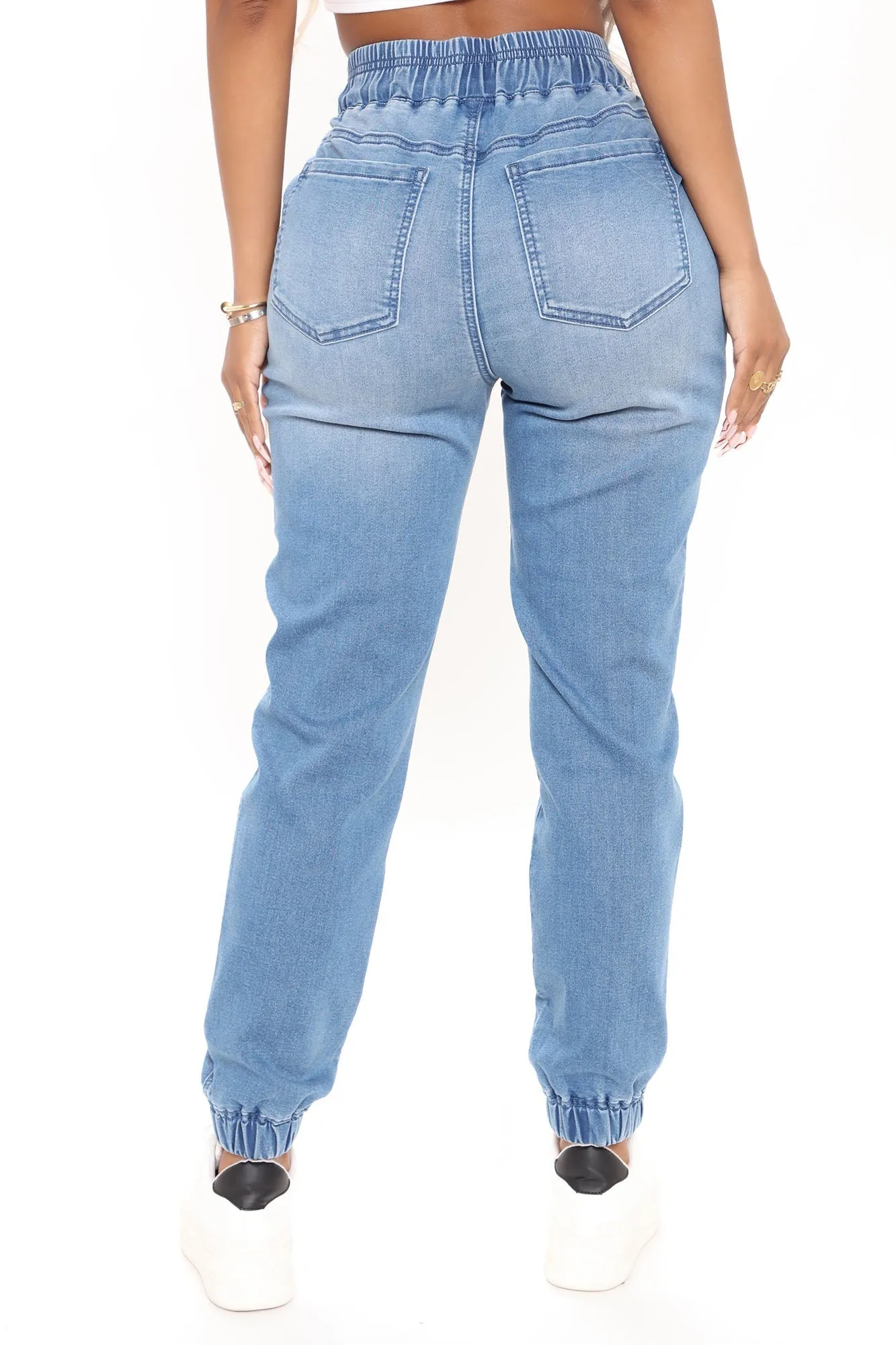 KittenAlarm - A Soft Touch Knit Denim Joggers - Light Blue Wash
