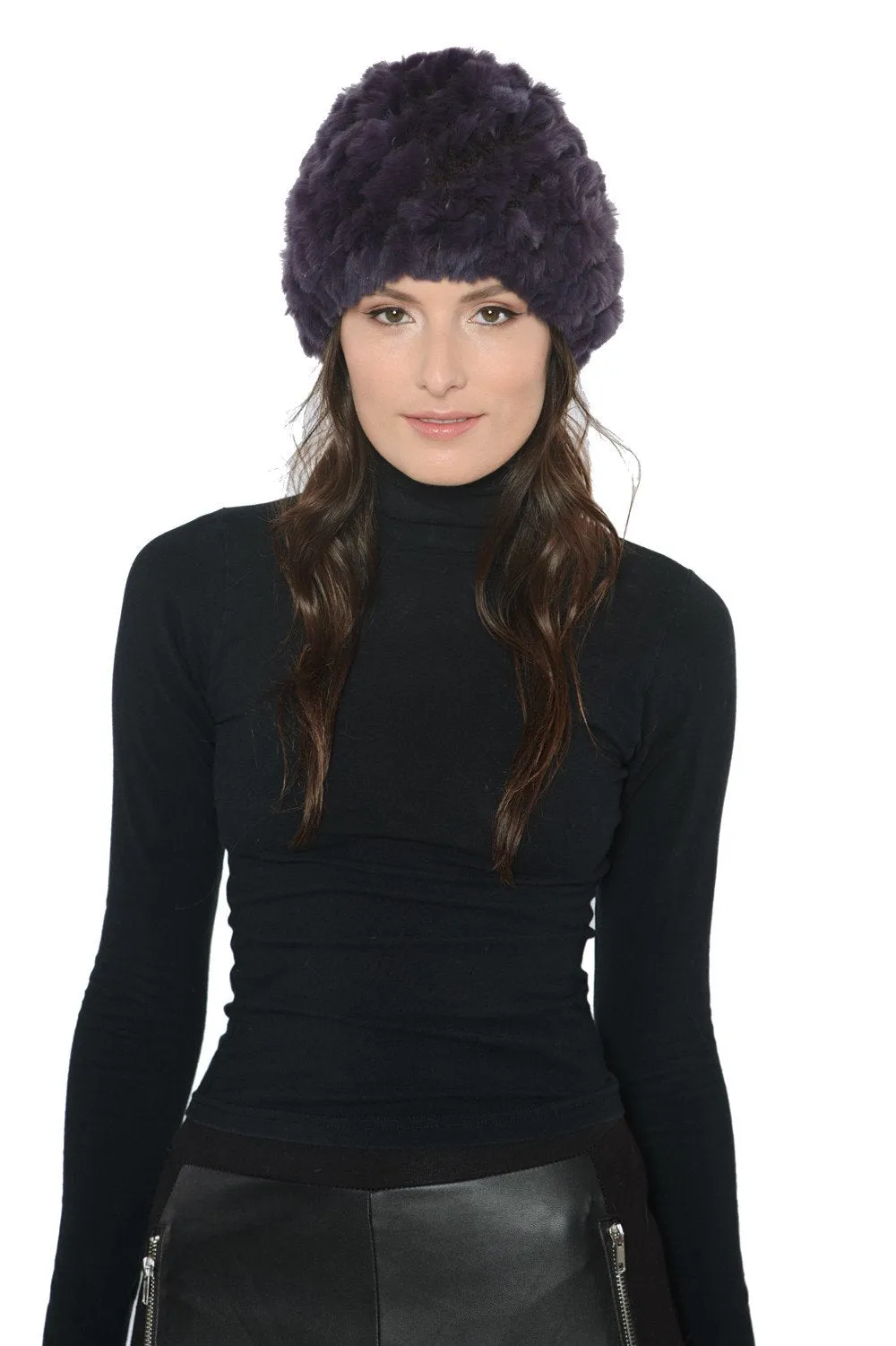Knitted Rex Rabbit Plush Beanie w/ Knit Lining