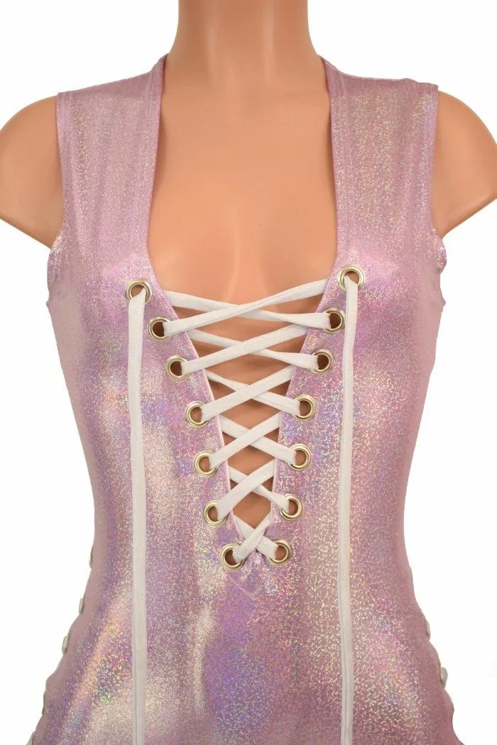 Lace Up Plunging V Romper