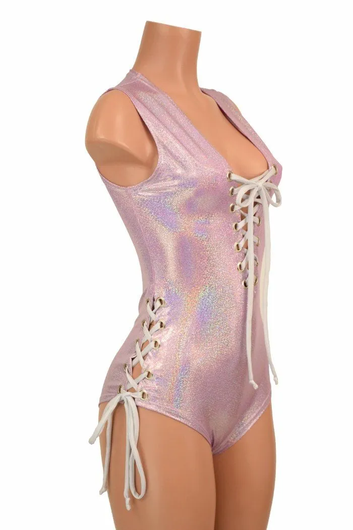 Lace Up Plunging V Romper