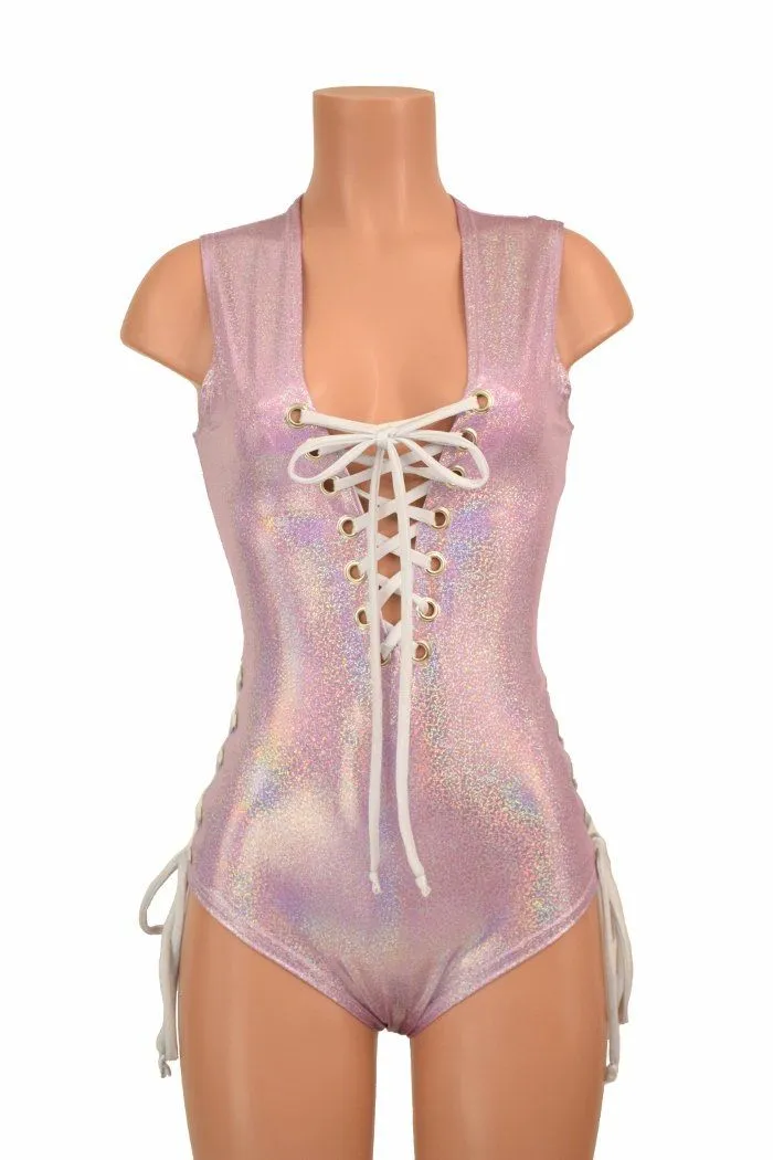Lace Up Plunging V Romper