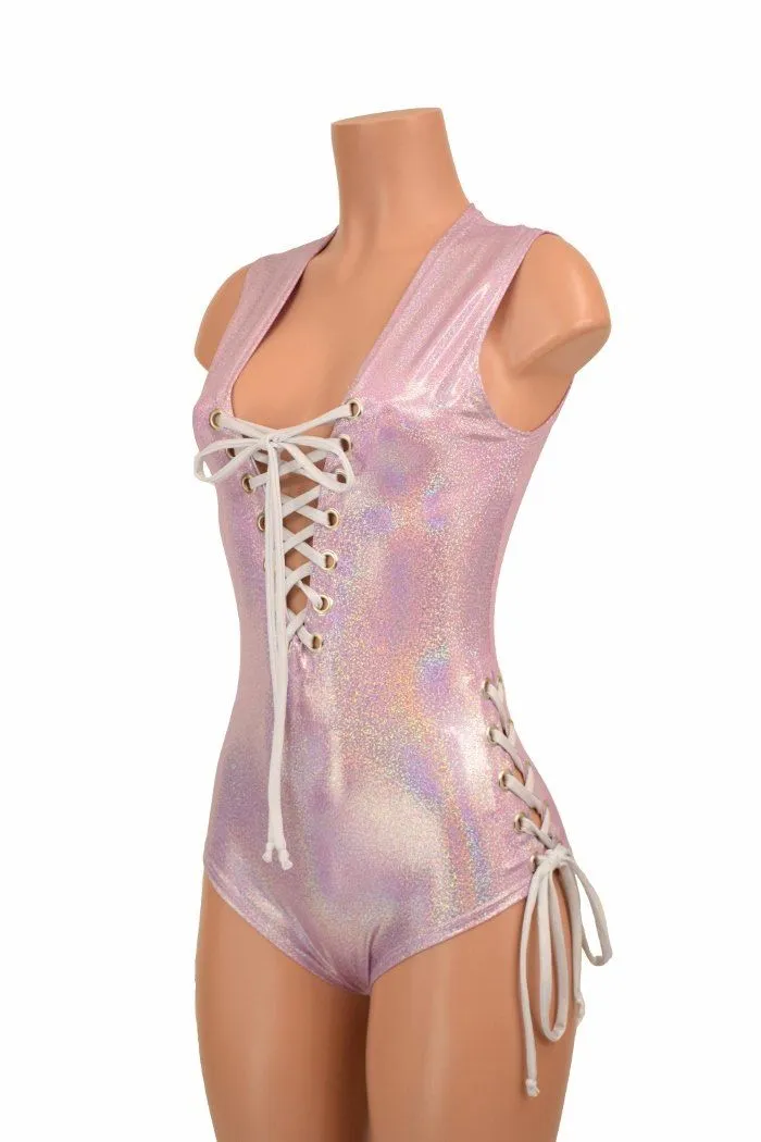 Lace Up Plunging V Romper