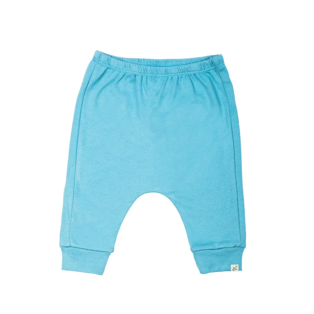 Light Blue Plain Jogger Pants With Ribbed Cuff