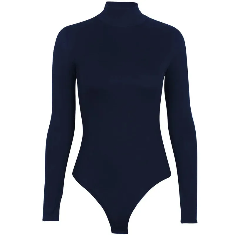 Long Sleeve Bodysuit Crew-neck Elasticity