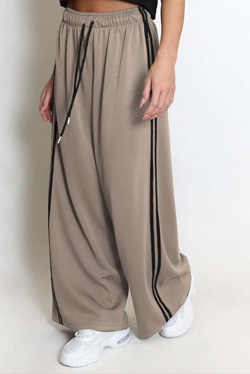 Lynda Sports Wide Leg Trousers with Side Stripe | COLOURS TO CHOOSE