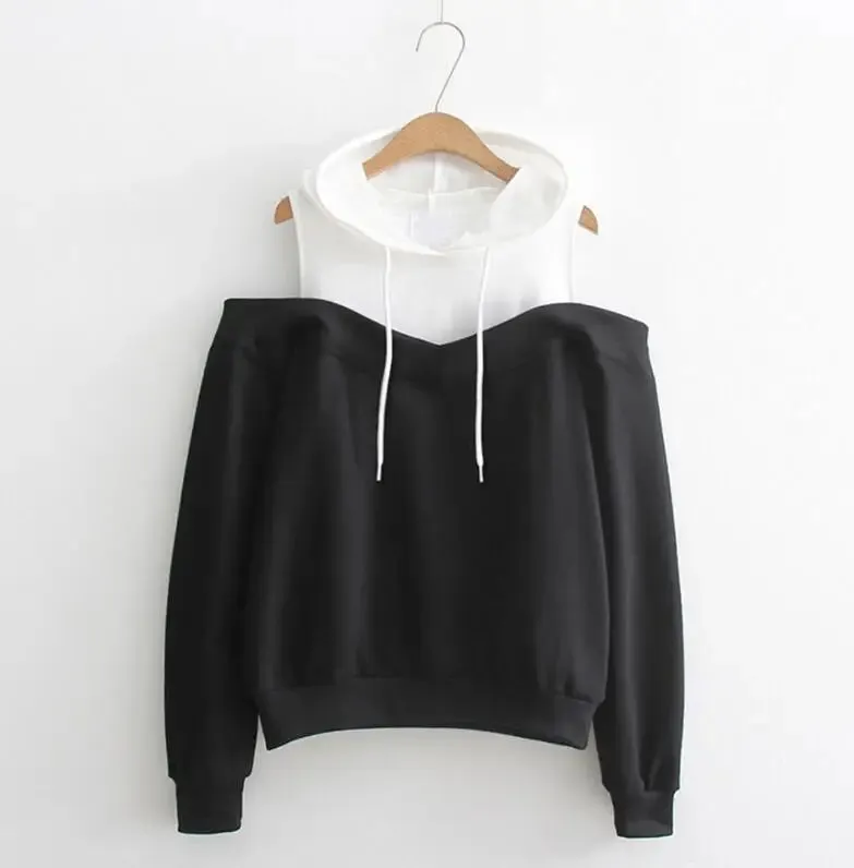Mariana - Strapless Shoulder Hooded Sweater