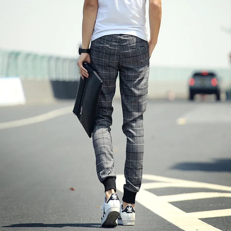 Men's Plaid Slim Fit Casual Pants