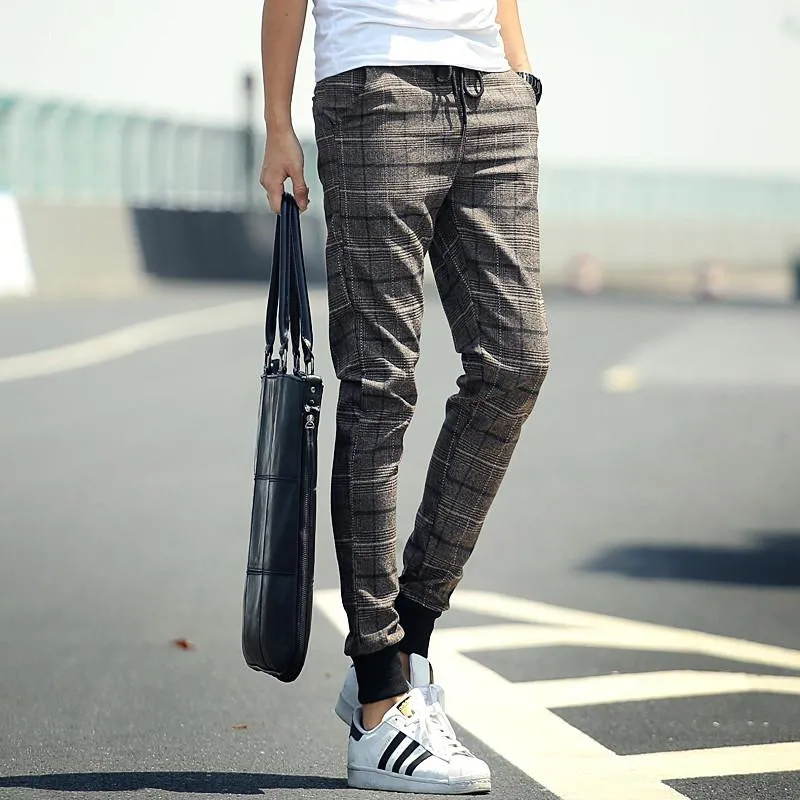 Men's Plaid Slim Fit Casual Pants