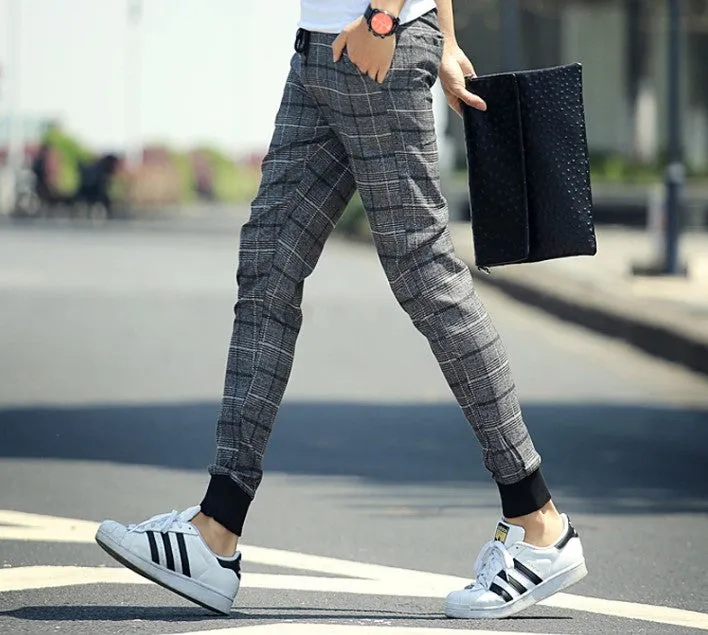 Men's Plaid Slim Fit Casual Pants