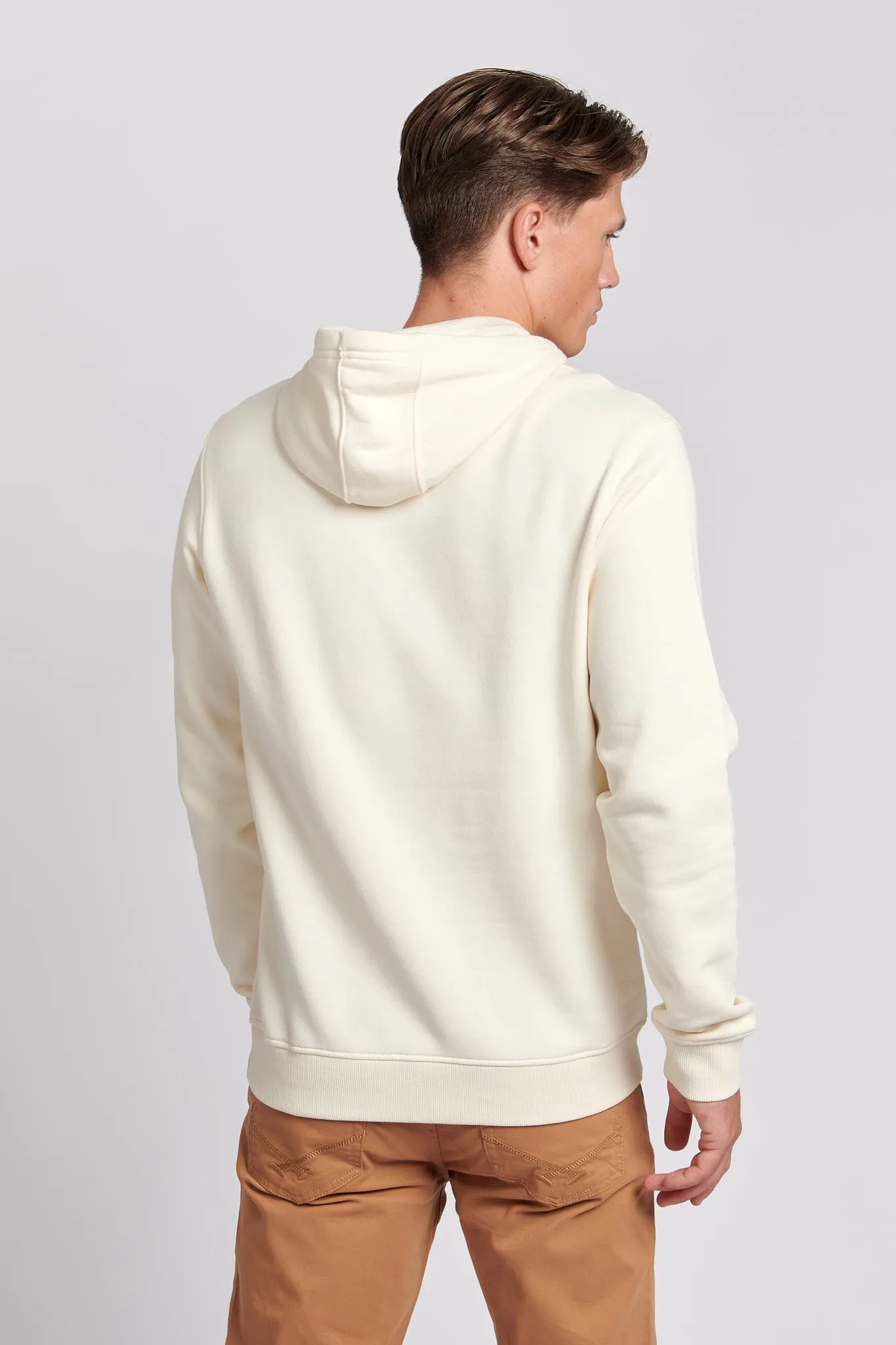 Mens Rider Brush Back Hoodie in Marshmallow