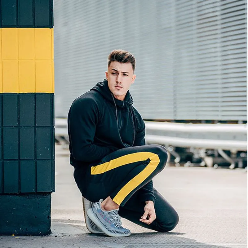 Men's Striped Sweatpants With Elastic Waist